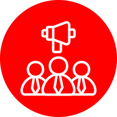 Fototapeta premium Marketing Team Vector Line White Circle Red