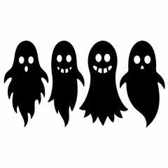 Obraz premium Halloween Cute Ghost silhouette set