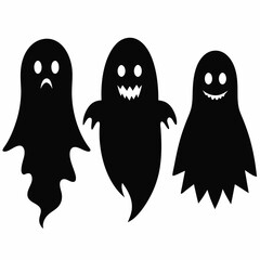 Halloween Cute Ghost silhouette set