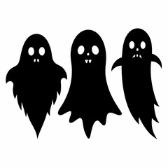 Obraz premium Halloween Cute Ghost silhouette set