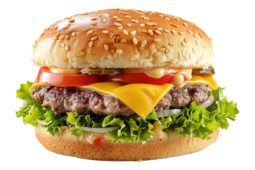 Cheese burger isolated on transparent background