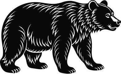 Bear silhouette, polar bear silhouette flat vector

