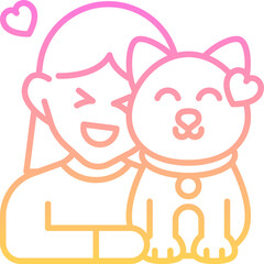 Woman play with cat icon