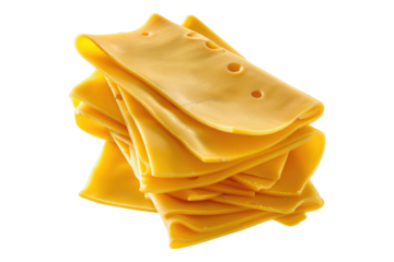 Cheese cubes isolated on transparent background