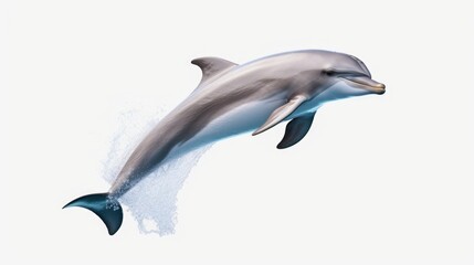 Fototapeta premium A dolphin leaps out of the ocean, capturing a moment of excitement and playfulness