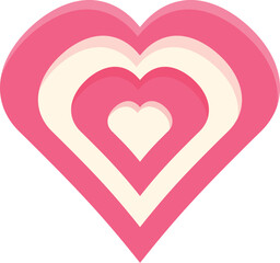 Pink heart representing love and affection with concentric shapes for valentine's day