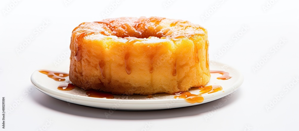 Poster Chinese cake on a white backdrop with a copy space image for text integration.