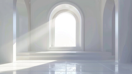 Fototapeta premium Minimalist in style, light shines in through a flash arch