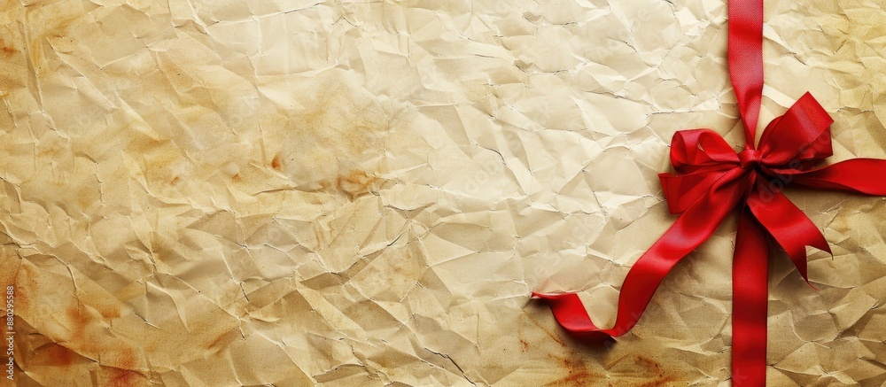 Fototapete A textured paper background with a red ribbon creates an elegant image with copy space.