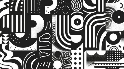 Minimalist black and white pattern bold typography