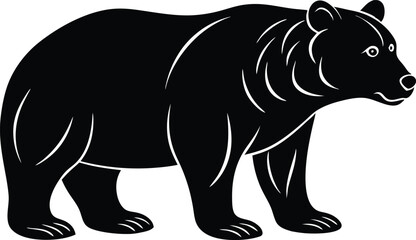 Bear silhouette, polar bear silhouette flat vector

