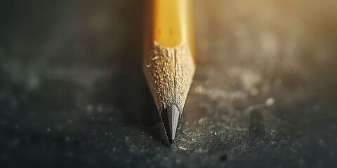 A close-up shot of a pencil lying on a table, ideal for use in educational or office settings