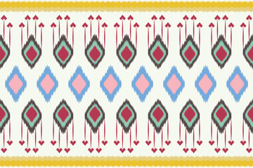 Seamless geometric ethnic oriental ikat pattern suitable for backgrounds, carpets, wallpapers, clothing, wrapping, Batik, and fabric