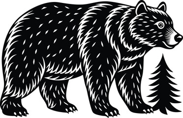 Bear silhouette, polar bear silhouette flat vector

