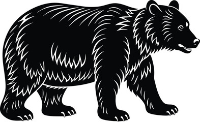 Bear silhouette, polar bear silhouette flat vector

