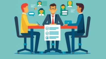 Employer or HR leader is interviewing participants, applying for a company employee, and having read the proficiency test resume to recruit qualified employees, Selection of job applicants.
