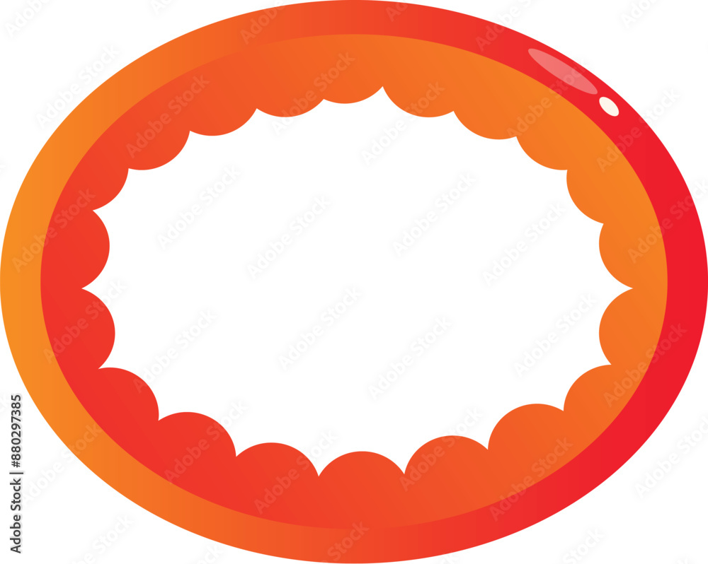 Poster round red gradient frame with a scalloped edge is creating a blank space for your message