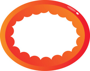 Round red gradient frame with a scalloped edge is creating a blank space for your message