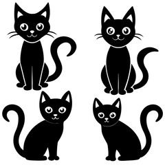 Halloween Black Cute Cat silhouette set