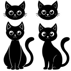 Halloween Black Cute Cat silhouette set