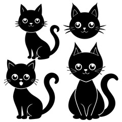 Halloween Black Cute Cat silhouette set