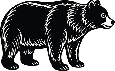 Bear silhouette, polar bear silhouette flat vector

