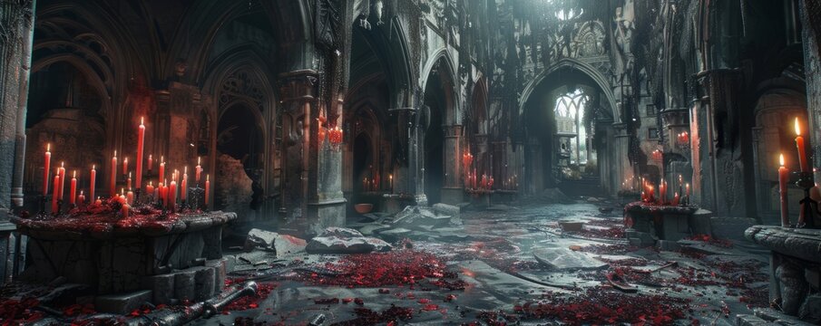 Gothic Vampire Crypt, 4K hyperrealistic photo