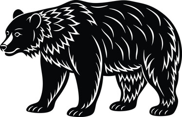 Bear silhouette, polar bear silhouette flat vector

