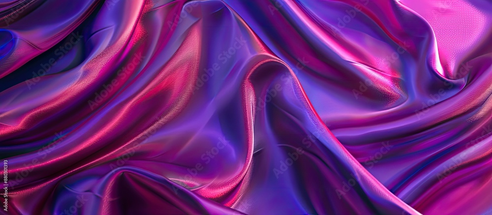 Aufkleber Luxurious fuchsia and purple silk satin backdrop featuring soft folds on shiny fabric, offering a wide banner with space for text or design in the image.