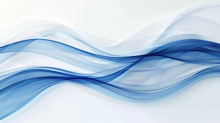 Obraz premium Modern abstract waves in blue and white, suitable for business themes.