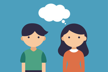 boy and girl with talk bubble mental depressed vector illustration