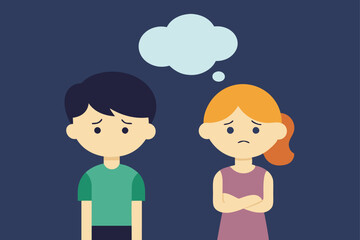 boy and girl with talk bubble mental depressed vector illustration