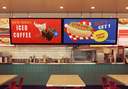 Screen Restaurant Digital Menu Mockup With Generative AI