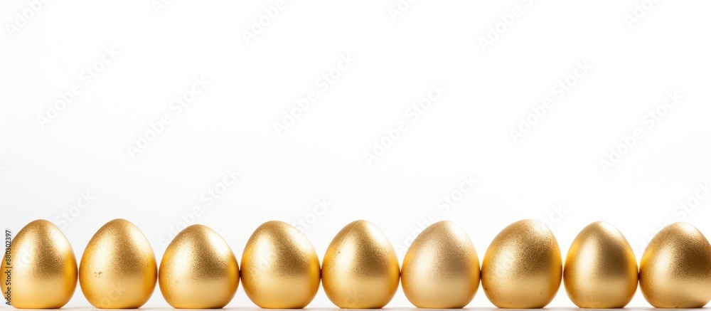 Aufkleber minimal easter concept with a pattern composition of golden eggs on a white background, ideal for a 
