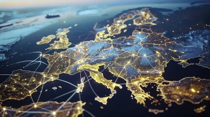 Fototapeta premium Europe's Digital Network: A Visualization of Interconnectedness