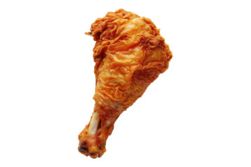 Fried leg piece isolated on transparent background
