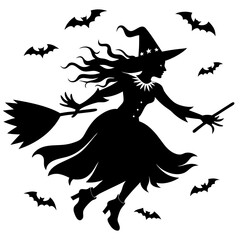 Witch  Halloween Spooky Ghost silhouette set 