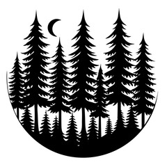 Obraz premium A pine forest icon silhouette vector art illustration