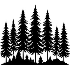 Fototapeta premium A pine forest icon silhouette vector art illustration