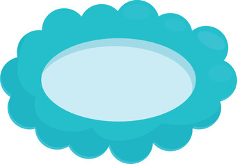 Blue cloud shape frame with an oval center surrounded by rounded petals