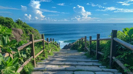 Fototapeta premium 海へ続く階段
