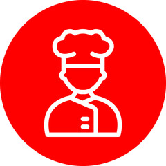 Chef Vector Line White Circle Red