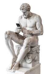 Marble Sculpture with Real Smartphone in Conceptual Art