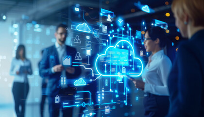 Digital Constellation: Business Professionals Harnessing Cloud Technology for Innovation