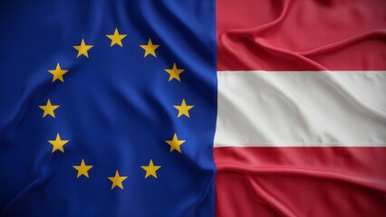 Half EU Flag and Half Austrian Flag Symbolizing European and Austrian Identity