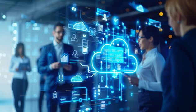 Digital Constellation: Business Professionals Harnessing Cloud Technology for Innovation