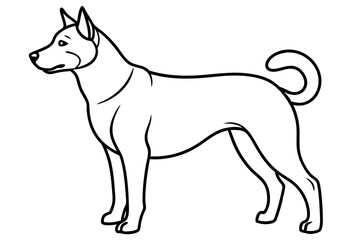 A Japanese dog vector line art illustration design