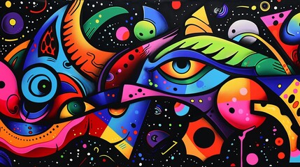 Obraz premium Abstract Graffiti Art With Eye Detail