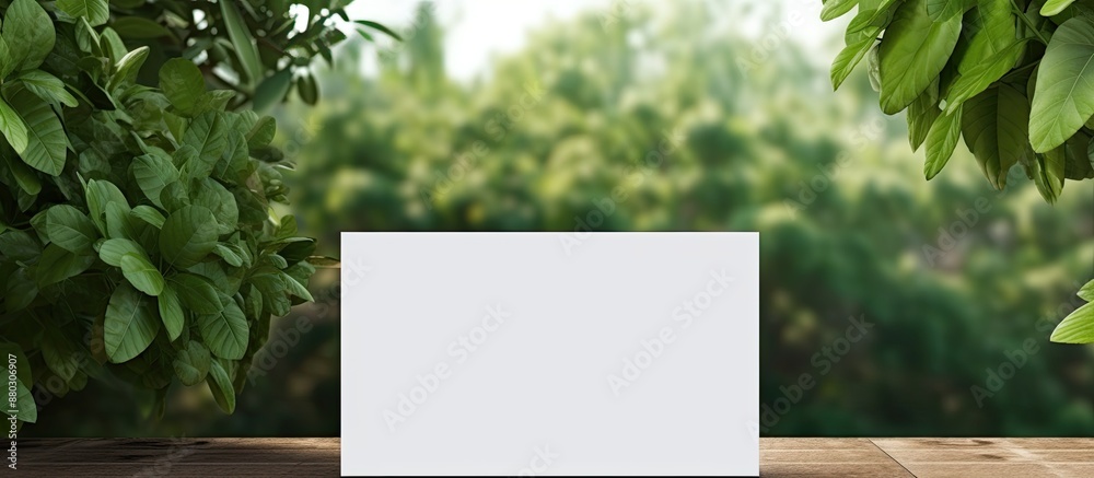 Leinwandbilder card mockup featuring greeting and business cards with a leafy background perfect for displaying, of