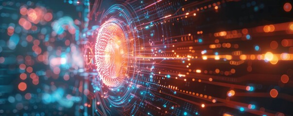 Obraz premium Quantum computer processing infinite data.